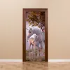 Criativo DIY Etiquetas da parede da porta 3D Padrão de unicórnio sagrado para a porta da sala da sala de crianças Acessórios da decoração da casa Adesivo de parede