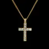 Anhänger Halsketten Hip Hop Kreuz Anhänger Männer Frauen Iced out Gold Silber Farbe Bling Strass Kristall Kreuz Anhänger Halskette Kette drop Shipping