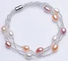 6-7 MM Pur Naturel Eau Douce Perles D'huître Bracelet Multi-Couche Perle Bijoux Avec Boucle Magnétique Bracelets De Mariage Perle Bracelet