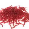 200 sztuk / partia 3,5 cm Symulacja Dżdżownicy Red Worms Sztuczne Miękkie Przynęty Przynęty Fishing Z Liściem Fishly Zapach