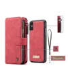 CaseMe Wallet Cases Split Leather Zipper Bag Multi Slot Magnet Cover For iphone 12 11 Pro XS Max XR 8 7 6 Plus Samsung A52 A72 Note 10 S20