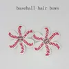 Softball Baseball Football Football cuir cheveux fleur pinces à cheveux cousus nœuds de cheveux avec strass pince à cheveux épingle