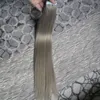 Silver Grey Hair Extensions Taśma w przedłużeniach włosów Proste 100g 40 sztuk Szare Virgin Hair Skin Weft Tape