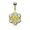 Rose Flower Diamond Belly Piercing Smycken Navel Nail Navel Button