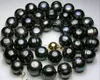 Real Beautiful 18''10-12mm Barock Natural Tahitian Black Pearl Necklace
