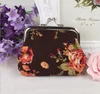 Wholesale - Vintage flower coin purse canvas key holder wallet hasp small gifts bag clutch handbag