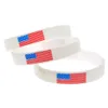 100 Stück amerikanische Flagge, Silikonkautschuk-Armband, mit Tinte gefülltes Logo, blau und weiß, Erwachsenengröße als Werbegeschenk