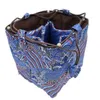 Wave Patterns Multi Grid Jewelry Gift Bag Drawstring Silk Brocade Square Bottom Packaging Beads Bracelet Necklace Tea Cup Storage Pouches