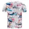T-shirts 3D Joli T-shirt Hommes femmes été hauts t-shirts chemise impression 3D belles roses fleurs requin marque 3d t-shirt Asie grande taille2172