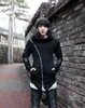 Partihandel-2017 Nya Män Spring Sweatshirts Zipper Hoodies Läder Patchwork Slim Male Coat Men Black Hoodies Cool Street Clothing