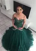 Dark-Green Sweetheart Glamorous Mermaid Lace Evening Dress Crystals Tulle Long Prom Dress vestido formatura vestidos largos de fiesta
