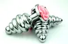 Metal Screw Thread Butt Anal Plug Stainless Steel Butt PlugPink Rose Decorate Anal Sex toys Product3664434