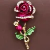 Placcato oro decorativo amore rosa spilla pin indumento abbigliamento accessori gioielli spilla fiore per le donne signore spedizione gratuita