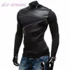 Wholesale-5XL europäische beiläufige Männer Hoodies neue Herbstmode schlanke Pullover Patchwork Leder Reißverschluss Männer Sweatshirt plus Größe, WH0050