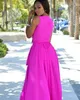 Long Fuschia Prom Robes Fashion Deep V coude côté coulire longueur de plancher moderne filles robes de fête Taille 6231321