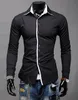 Men's Casual Shirts Wholesale- Brand Mens Formal Business Slim Long Sleeve Dresse Unique Turn-down Collar Men 10 Colors1
