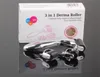 3-en-1 Titanium Derma roller Kit 180 600 1200 aiguille remplaçable Microneedle Roller adapté à l'outil de thérapie de beauté des yeux du visage du corps TM-DR005