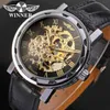 Winner Fashion Gold Black Roman Number Dial Luxury Design Clock Mens Watch Top Brand Cool Mechanical Skeleton Male Wrist Watches266S