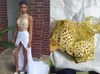 Asymmetrisk ny ankomma formella klänningar skräddarsydda Chiffong Split Shinning Crystal Girls Afton Dress