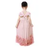 New Fashion Girls Maxi Dress Dress Bambini Polvere Pink Cotton Pizzo Rose Tulle Tutu Abiti per bambini Vestito da sposa Party Party