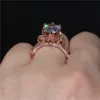 Luxury 100% silod 925 Silver&rose gold ring Jewelry Flower Crown Design Diamond Level Gemstone Ring Engagement Wedding Rings for women gift