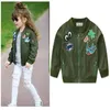 Herbst Baby Mäntel Armee Grün Jacke Cartoon Gedruckt Jacke für Mädchen 2-7T Kinder Kleidung Oberbekleidung Windjacken für Mädchen Mantel