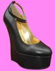 16CM Heel Height Sexy Genuine Leather Round Toe Wedges Heel Pumps Party Shoes heels US size 5-14.5 No.Y1608