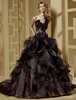 Yeni Fırfır Siyah Balo Quinceanera Elbiseler Spagetti Organze Dantel Uzun Tren Akşam Balo Parti Elbiseler