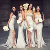 Applique Side Split Bridesmaid Dresses Elegant Sweetheart Sleeveless Sash Mermaid Wedding Guest Dresses 2017 Sexy Satin Formal Prom Dresses