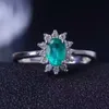 Classic Diana princess wedding ring natural emerald gemstone ring 4mm*6mm 0.5 ct emerald solid 925 sterling silver emerald jewelry