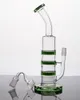 Best Green Bongs Three Fliter Perc Recycler Glass Water Pipe Tripple Layers Bong Cheap Thick Dab Rigs Free Shipping