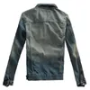 Partihandel-Mcckle Mens Scratched Jean Jackor Mode Vintage Slim Fit Denim Jacket Slå ner Krage Casual Veste Homme