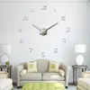 3D DIY Wandklok Modern Design Saat Reloj De Pared Metal Art Klok Woonkamer Acryl Spiegel Horloge Horloge Murale249r