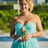 USA Populära strand turkos chiffon brudtärklänningar plus storlek golvlängd bröllop gästparty klänning för höst formell fest go2402010