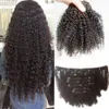 African American Clip In Human Hair Extensions Afro Kinky Clip In 8st 100g Naturlig Black Clip In Curly Hair Extensions