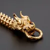 Punk Design Fine Gifts Acciaio inossidabile 316L Oro Biker Dragon Heads Catena figaro Bracciale grande da uomo 9,8 pollici