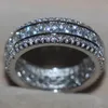 Bedövning 2016 Ny ankomst lyxig juvelrunda Klipp 925 Sterling Silver Simulerad Diamond Gemstons Pave Women Engagement Circle Ring Storlek5-11