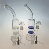 Fumer des bangs en verre avec un peigne 18.8mm Joint Perc Bongs d'eau en verre Cyclone Recycler Perc Deux fonctions Pipe Rigs WP1012