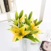 3 heads real touch pvc perfume lily fresh style desk ornaments artificial flowers decoration Simulation flower