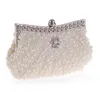 Oszałamiający ręcznie robiony ciężki perłowy koralikowy koralikowy torba ręka dłoni Lady Clutch Wedding PROM COTHTAIL Evening torebka Biała czarne światło cha8162270