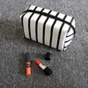 Cosmetic Bag Small Stripe Makeup Bag Black Gold Toiletry Bag Women Travel Organizer Make Up Vanity Case F20172015