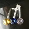 Accessoires de bangs en verre colorés, Tuyaux colorés fumant des tuyaux de verre incurvés Tuyaux de brûleur à mazout Tuyaux d'eau Tuyaux Dab Rig Bongs en verre Tuyau