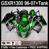 Gloss Green 8Gift dla Suzuki Hayabusa GSXR1300 96 97 98 99 00 01 13MY220 GSXR 1300 GSX-R1300 GSX R1300 02 03 04 05 06 07 Zielona czarna owiewka