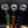 유리 오일 버너 파이프 나선형 핸들 파이프 버블 러 파이렉스 파이프 dab rigs bongs 용 흡연 액세서리