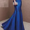 Zeemeermin prom jurken blauw 2022 avond formele jurk goedkope applique elegante bedekte bottons illsion sexy lange mouwen vloer lengte op maat