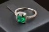 Vecalon Merk Vrouwelijke Ring Kussen Cut 3ct 5A Zirkoon Groene Cz 925 Sterling Zilveren Engagement Wedding Band Ring Voor Vrouwen