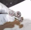 Victoria Wieck New Hot Fashion Smycken 925 Sterling Silver Pink Topaz Vit Clear CZ Diamond Gemstones Bröllop Kvinnor Band Ring Present Storlek4-10