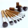 Bamboo Handle Make up Brushes Set 11pcs Professional Blush Foundation Eyeshadow Cosmetic Maquiagem Multipurpose Makeup Brush Kit with bag