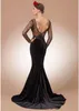 섹시한 검은 색 이브닝 레이스 코르셋 딥 v 목 롱 슬리브 아플리케 프론트 스플릿 스위프 트레인 맞춤형 가운을 가진 무도회 드레스