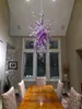 Lampade Elegante Villa Sala da pranzo Lampade a sospensione decorative artistiche Colore viola e chiaro Sorgente luminosa a LED Lampadario in vetro soffiato a soffitto alto